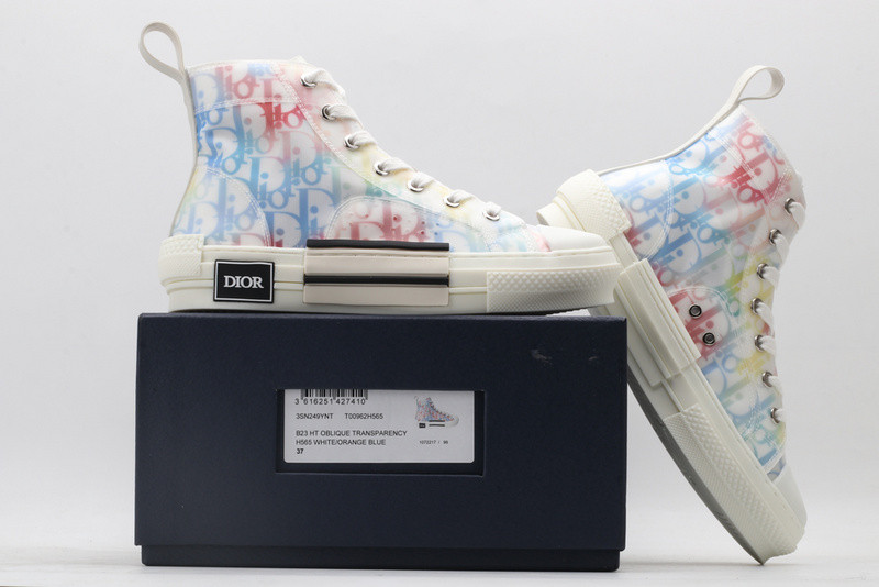dio* b23 oblique high-top white sneaker