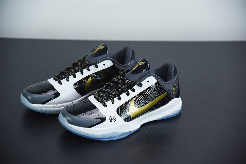 nike kobe v protro black white gold cd0824-127