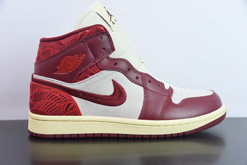 air jordan 1 mid se tiki leaf team red (women''s) dz2820-601